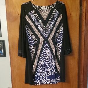 Women's Black and Blue Patterned Top suze XL by Alfani